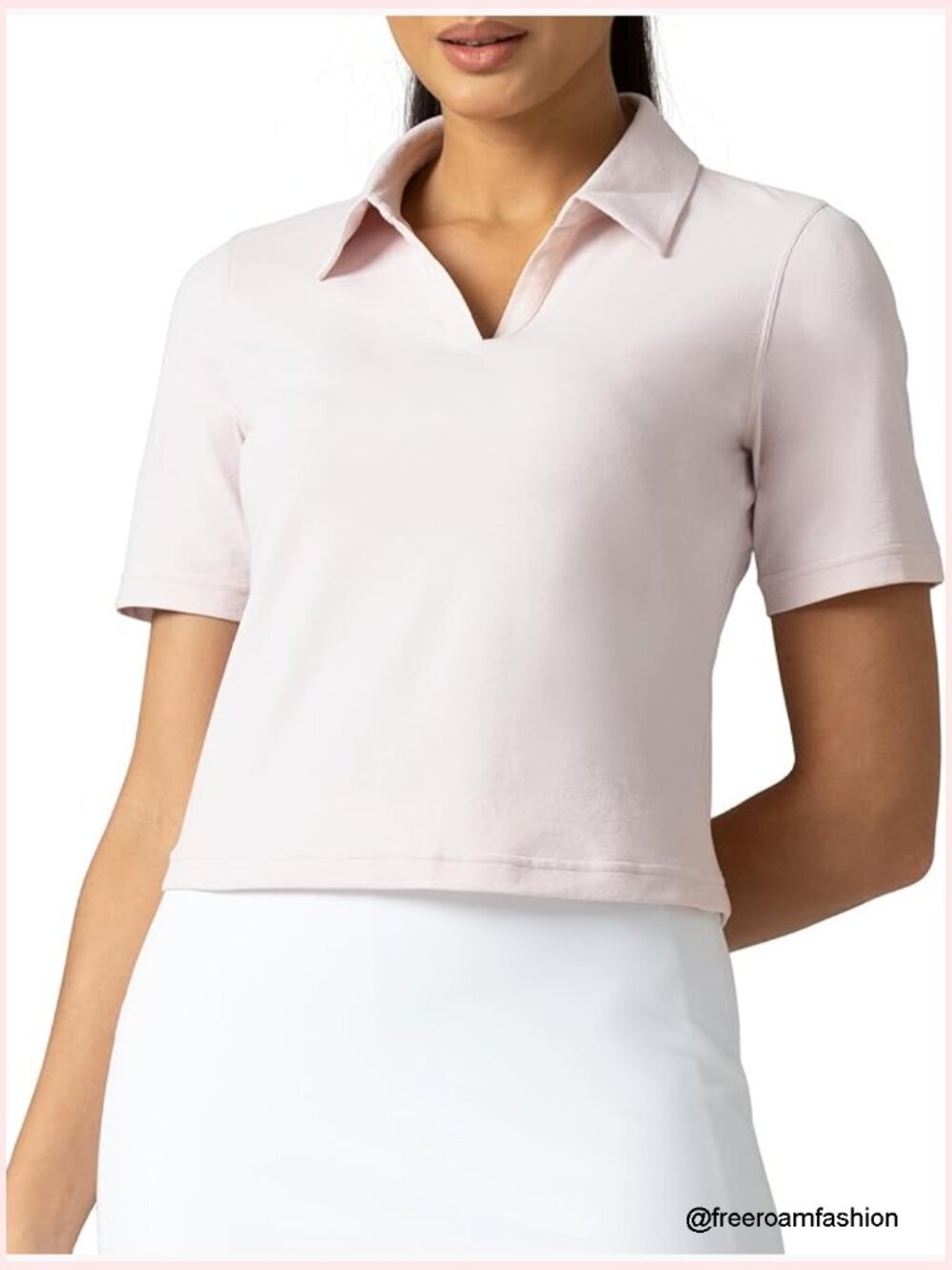 Women's Short Sleeve V Neck Golf Polo Shirt Quick Dry Stretch Athletic Top